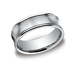 This unique Platinum 7.5mm comfort-fit satin-finished carved design band features a concave design with a h...