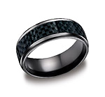 This awesome black 8mm comfort-fit Titanium band features Carbon Fiber between beveled edges.