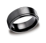 This incredible 9mm comfort-fit and satin-finished black Titanium band features a high polished "s...