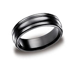 This awesome 7.5mm comfort-fit black Titanium band features a high polished finish with bold, round edge...