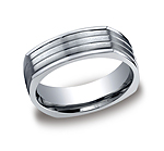 This incredible Titanium 7mm comfort-fit four-sided band features a satin-finished center with horionztal g...