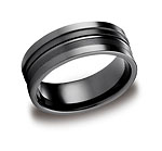 This bold 8mm Black Titanium band features a satin-finished surface interrupted by a high-polished center t...