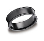 This unique 7.5mm comfort-fit and satin-finished black Titanium band features a concave design with a high ...