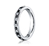 This gorgeous Platinum 3mm channel set eternity diamond band features 18 round ideal-cut diamond and black diamond stones along the center and polished edges for an elegant look. Total diamond carat weight is approximately .36ct DIA and .36ct BLK DIA