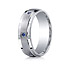 This Argentium Silver 7mm comfort-fit pave set band features a satin-finished center with six round sapphire stones that offer remarkable style. Approximate total diamond carat weight is .12ct.
