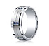 This elegant Argentium Silver 9mm comfort-fit pave set band features twelve round sapphire stones along a satin-finished center with a thin center cut and high polished edges. Approximate total diamond carat weight is .24ct.