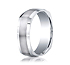 This unique Argentium Silver 7mm comfort-fit band features a four-sided design with a wide satin-finished center and polished beveled edges.
