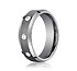 This incredible 7mm comfort-fit Tungsten band features high polished edges with three round ideal-cut stones set along a satin-finished center.
