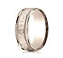 This 8mm comfort-fit carved design band features a hammered-finished center with a milgrain pattern along the high polished edge for a stylish look.