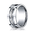 This stylish Argentium Silver 10mm comfort-fit band features a double-grooved satin-finished center with high polished squared edges.