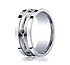 This elegant Argentium Silver 9mm comfort-fit pave set band features a satin-finished center and six round ideal-cut black diamonds and hig polished squared edges. Approximate total diamond carat weight is .12ct.