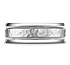 This 8mm comfort-fit carved design band features a hammered-finished center with a milgrain pattern along the high polished edge for a stylish look.
