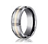 This awesome 8mm comfort-fit Tungsten band features a yellow gold center inlay along a satin-finished surface and high polished edges.