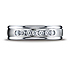 This beautiful Palladium 6mm comfort-fit channel set diamond band features a high polished round edge that surrounds 7 beautiful round ideal-cut diamonds. Total diamond carat weight is approximately .42ct.