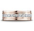 This beautiful 8mm comfort-fit channel set eternity diamond band features a strong high polished round edge that surrounds 12 beautiful round ideal-cut diamonds. Total diamond carat weight is approximately .96ct.