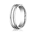 This Platinum 6mm comfort-fit carved design band features a high polished finish with milgrain and a round edge.