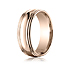 This unique 7.5mm comfort-fit high polished carved design band features a high polished double round edge.