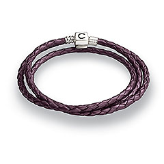 Plum Braided Leather Wrap Bracelet