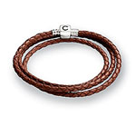 Cognac Braided Leather Wrap Bracelet