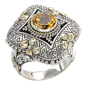 18K/ SILVER WITH CITRINE RING SIZE 6