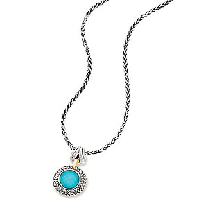 GB PD925 18K TURQUOISE DOUBLETand WHITE SAPPHIRE NECKLACE