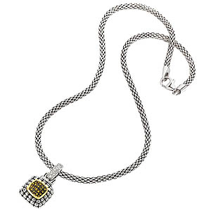 GB PD925 18K CITRINE and WHITE SAPPHIRE NECKLACE 18"