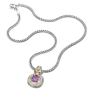 GB PD925 18K AMETHYST and WHITE SAPPHIRE NECKLACE 18"