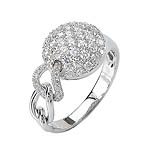 14KW ROUND DIA PAVE RING W/ LINKS, D.68CT, SIZE 6