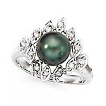 14KW DIAMOND and TAHITIAN PEARL RING D.21CTW. 8-9MM