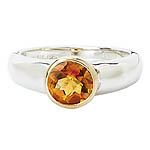 SILVER and 14K CITRINE RING CITRINE 7MM RD