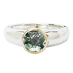 SILVER and 14K GREEN AMETHYST RGGAM 7MM RD
