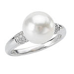 14KW WHITE 10-11MM FW CULTUREDPEARL RING W/ D.18CTW