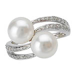 14KW WHITE FW CULTURED 2PEARLRING. (8-8.5MM PEARLS) W/D.22