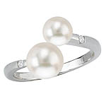 14KW WHITE FW CULTURED PEARL RING (1)6-6.5 (1)7.5-8 D.035TW