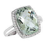 14KW DIA and GREEN AMETHYST RING D.25 GA 6.00TW