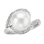 14KW WHITE FW CULTURED PEARL 10-10.5MM W/ D.24CTW