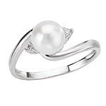 14KW WHITE FW CULTURED PEARL RING 6.5-7MM PEARL W/ .03CTW