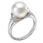 14KW WHITE FW CULTURED PEARL RING 10-11MM PEARL W/ D.20