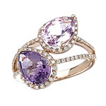 14KP DIA and AM/ PINK AMETHYST RING D.34CTW, 2-10X7 PS