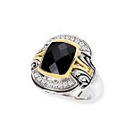 GB PD925 18K BLK ONYX and WHITE SAPPHIRE RING SZ 7