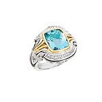 GB PD925 18K BLUE TOPAZ and WHITE SAPPHIRE RING