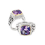 GB PD925 18K FACETED AMETHYST RING SZ 7
