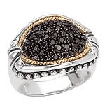 18K/SILVER WITH BLACK SAPPHIRERING BS 1.15CT SIZE 6