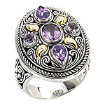 18K/ SILVER FILIGREE OVAL WITHAMETHYST RING SIZE 6