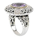 18K/SILVER W/ AMETHYST AND DIARING D.27CTW SZ 6 AM-12.5MM