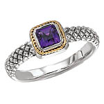 18K/SILVER WITH SQUARE AMETHYST RING AM-5X5MM