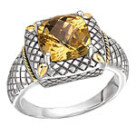 18K/SILVER WITH CITRINE CUSHION CUT RING CT-9MM