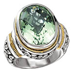 18K/SILVER WITH OVAL GREEN AMETHYST RING GA-18X13MM