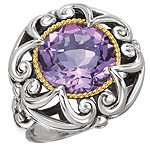 18K/SILVER WITH ROUND AMETHYST12MM RING SZ 6