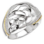 18K/SILVER WOVEN DESIGN WITH DIAMOND RING D.12CTW